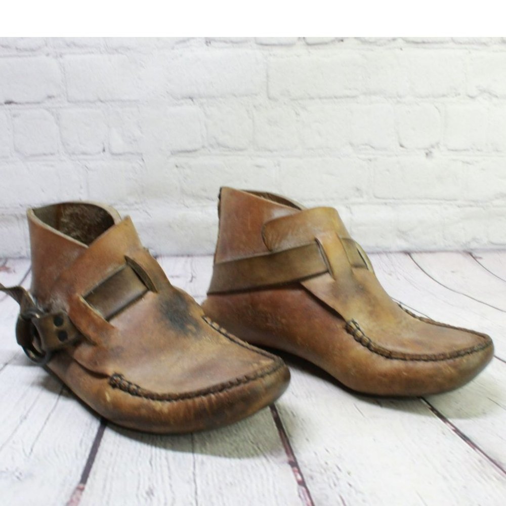 *Unbranded Unisex Brown Leather Slip On Round Toe Ankle Clog Shoes Sz 10 Inches - Picture 3 of 9